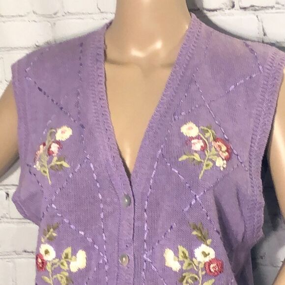 Jantzen Classics Hand Embroidered Floral Vest M - Picture 2 of 8
